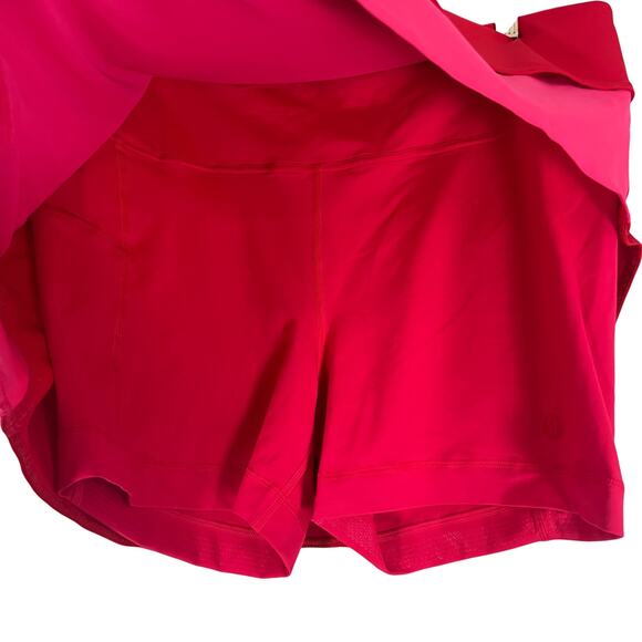 Lululemon Asymmetrical Layered High-Rise Tennis Skirt Red Pink Golf Pickleball - Picture 6 of 8